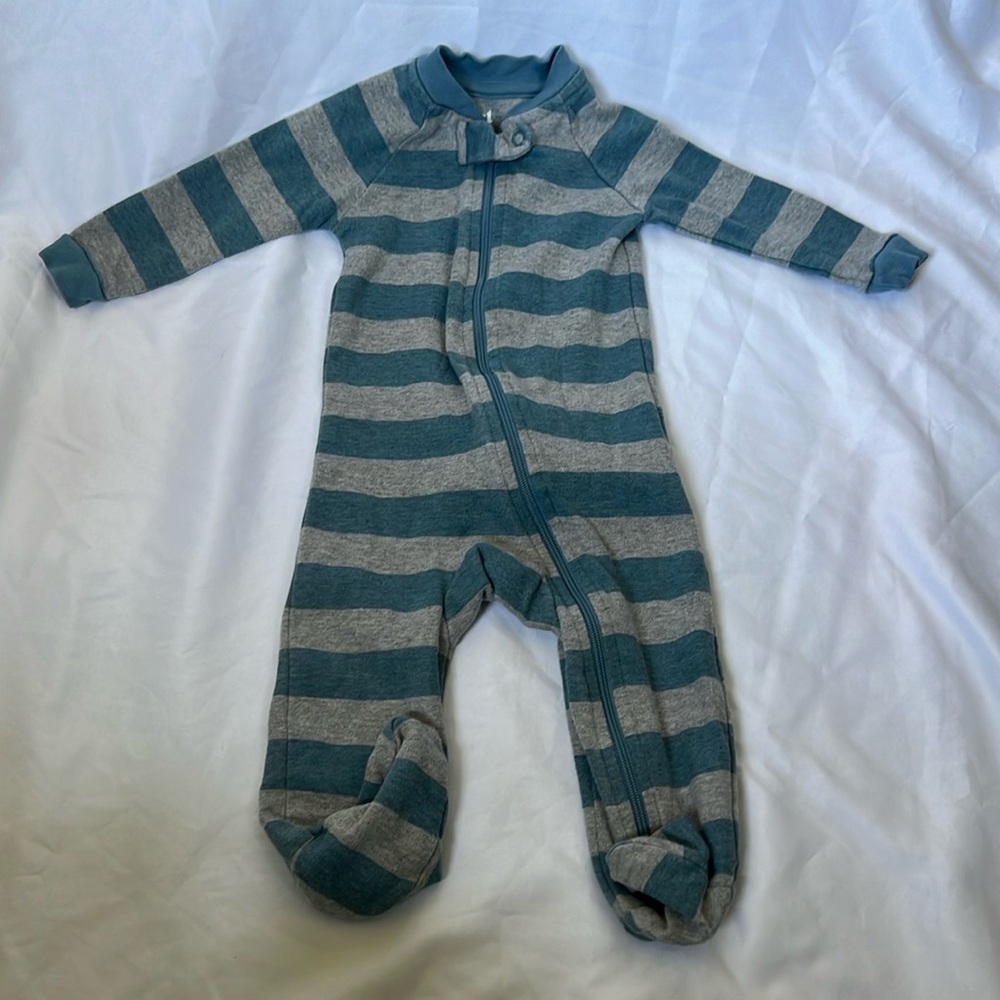 Pact Striped Zip Footie Sleeper 3-6M